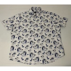 Ralph Lauren Men Sz XL Short Sleeve Flamingo Hawaiian Button Shirt Flesh Pony‎